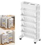 Movable Bookshelf, Large Capacity Rotatable Plastic Rolling Organization Shelf / Rack