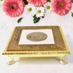 Golden - Square Pooja Chowki Patla / Bajot (20?0 CM / 1 Pc)