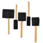 Multipurpose Sponge Brush Set (5 Pcs) with Wooden Handles ?Foam Paint Applicator