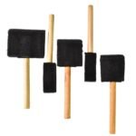 Multipurpose Sponge Brush Set (5 Pcs) with Wooden Handles ?Foam Paint Applicator