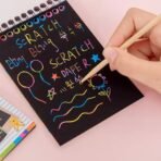 Rainbow Art Scratch Paper Crafts Book 10 Pages of Fun and Scratch Art Activities for Children Exciting Craft Kit, Pack of 1 - Image 5
