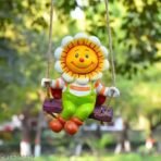 Whimsical Sunflower on a Swing Figurine - Happy Yellow Flower Garden Statue - Hanging Resin Patio, Porch & Home Decor Gift - Image 5