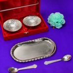 Silver-Plated Brass Bowl & Spoon Set with Velvet Gift Box - Image 4