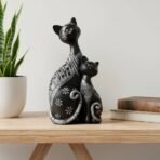 Black & White Cat Family Statue Set (Set of 3) - Decorative Resin Figurines for Home, Living Room, or Mantelpiece Decor - Image 5