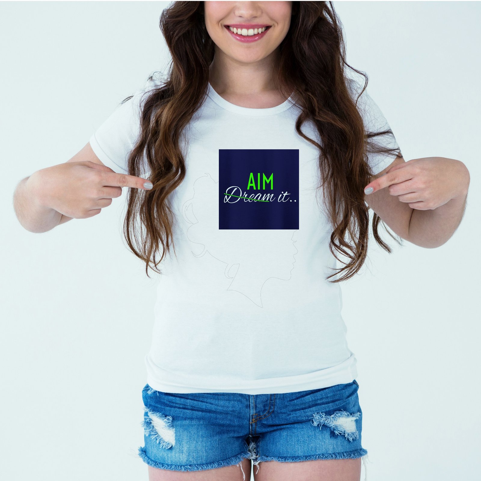 Mockup-Girl-aimit.jpg Designer Printed T-Shirt :: Design type - Aim It - Cloth type : Polyester - Image 1