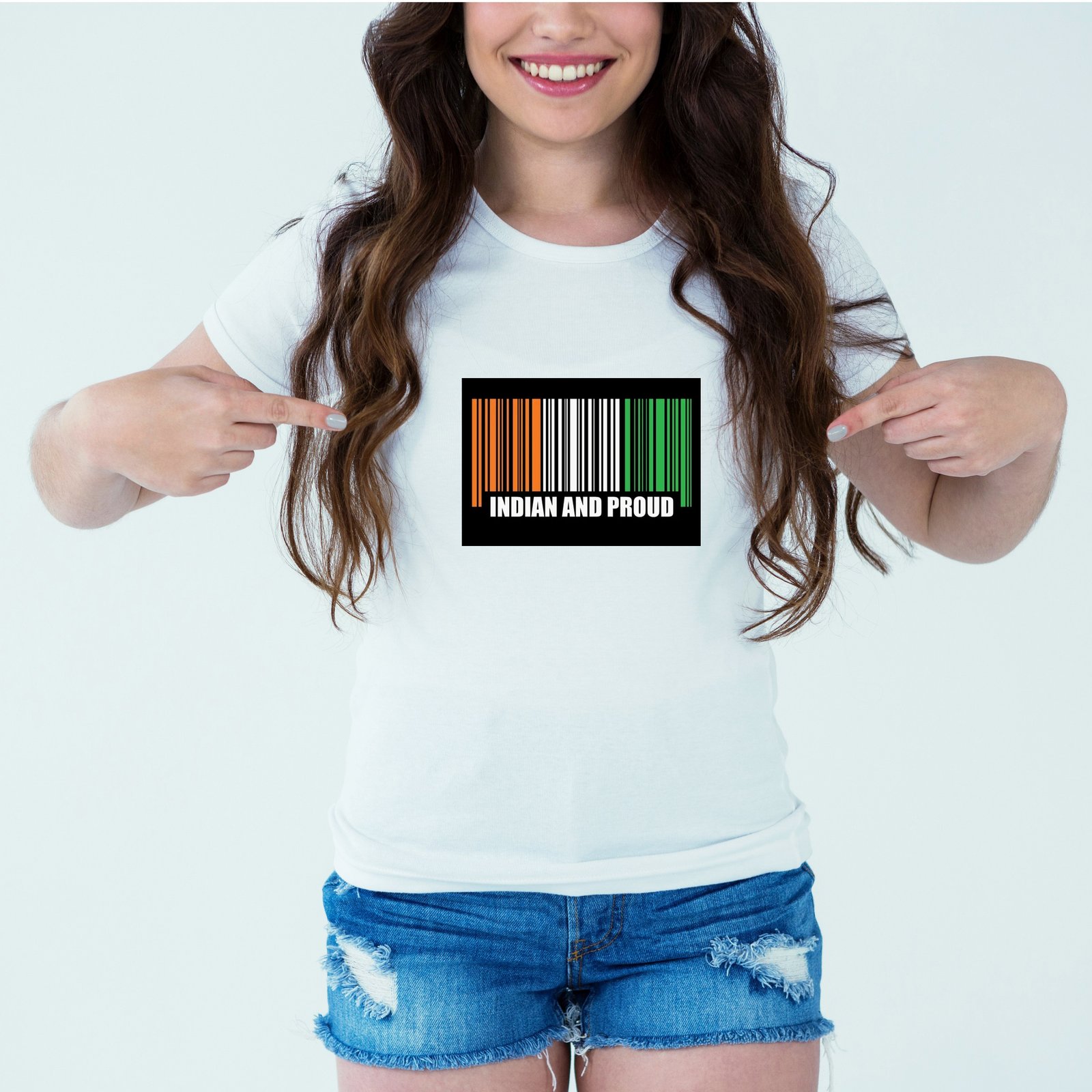 Mockup-Girl-indianandproud.jpg Designer Printed T-Shirt :: Design type - Indian And Proud - Cloth type : Polyester - Image 1