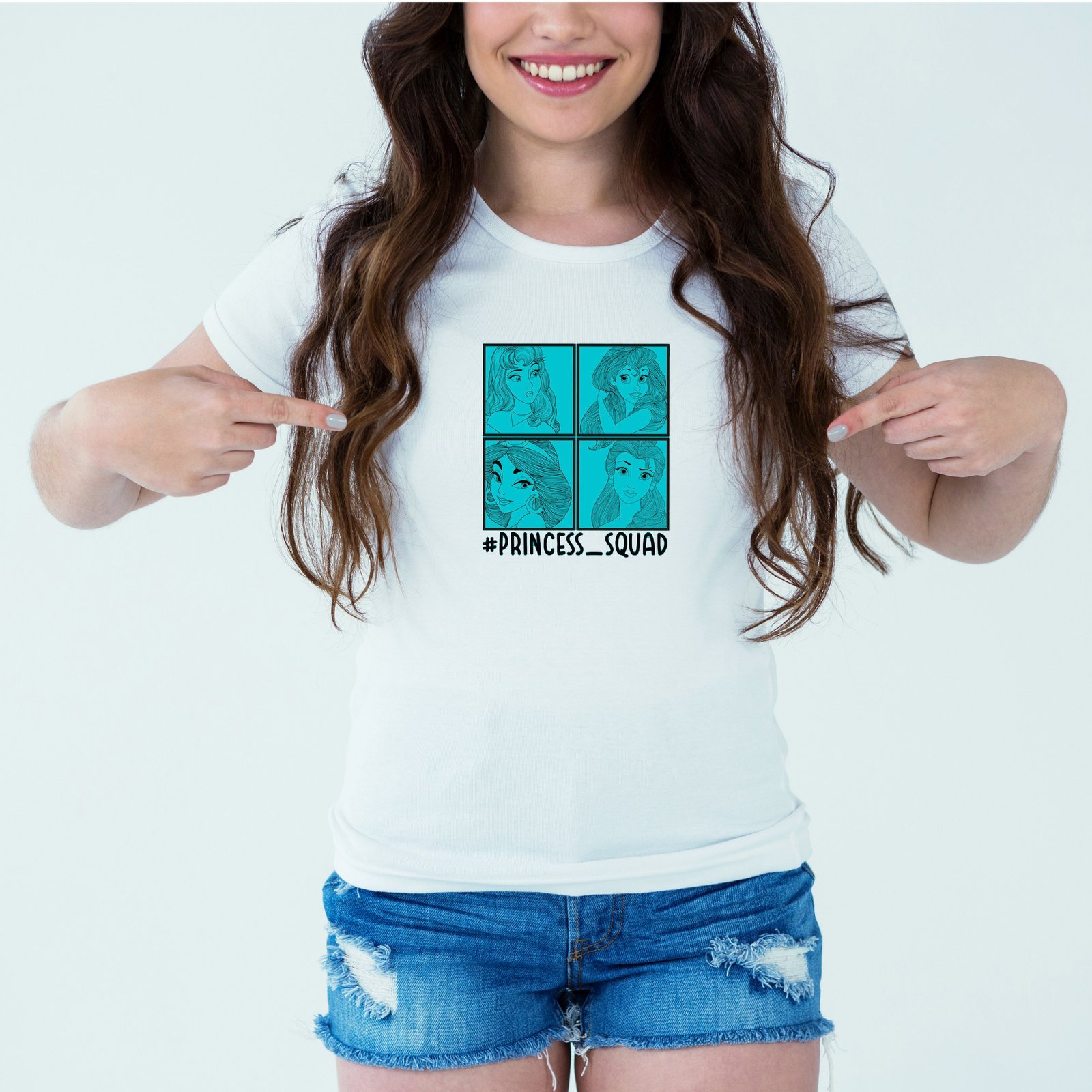 Mockup-Girl-princesssquad.jpg Designer Printed T-Shirt :: Design type - Princess Squad - Cloth type : Cotton - Image 1
