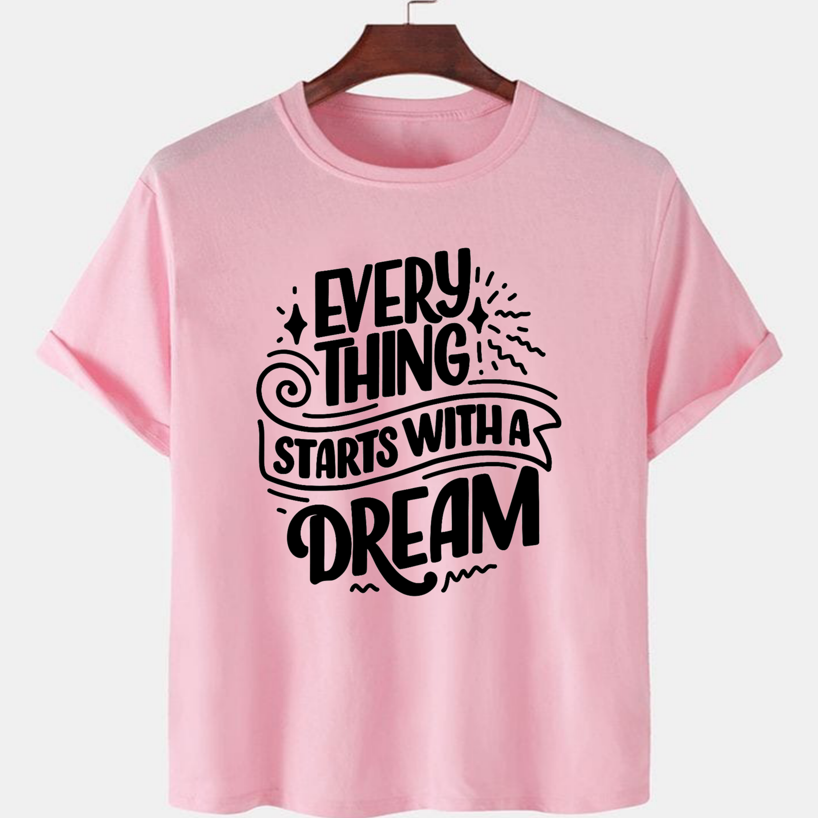 PNK-CTN-C-007.png Pink Unisex Cotton Premium Quality Designer Printed T-Shirt - Image 1