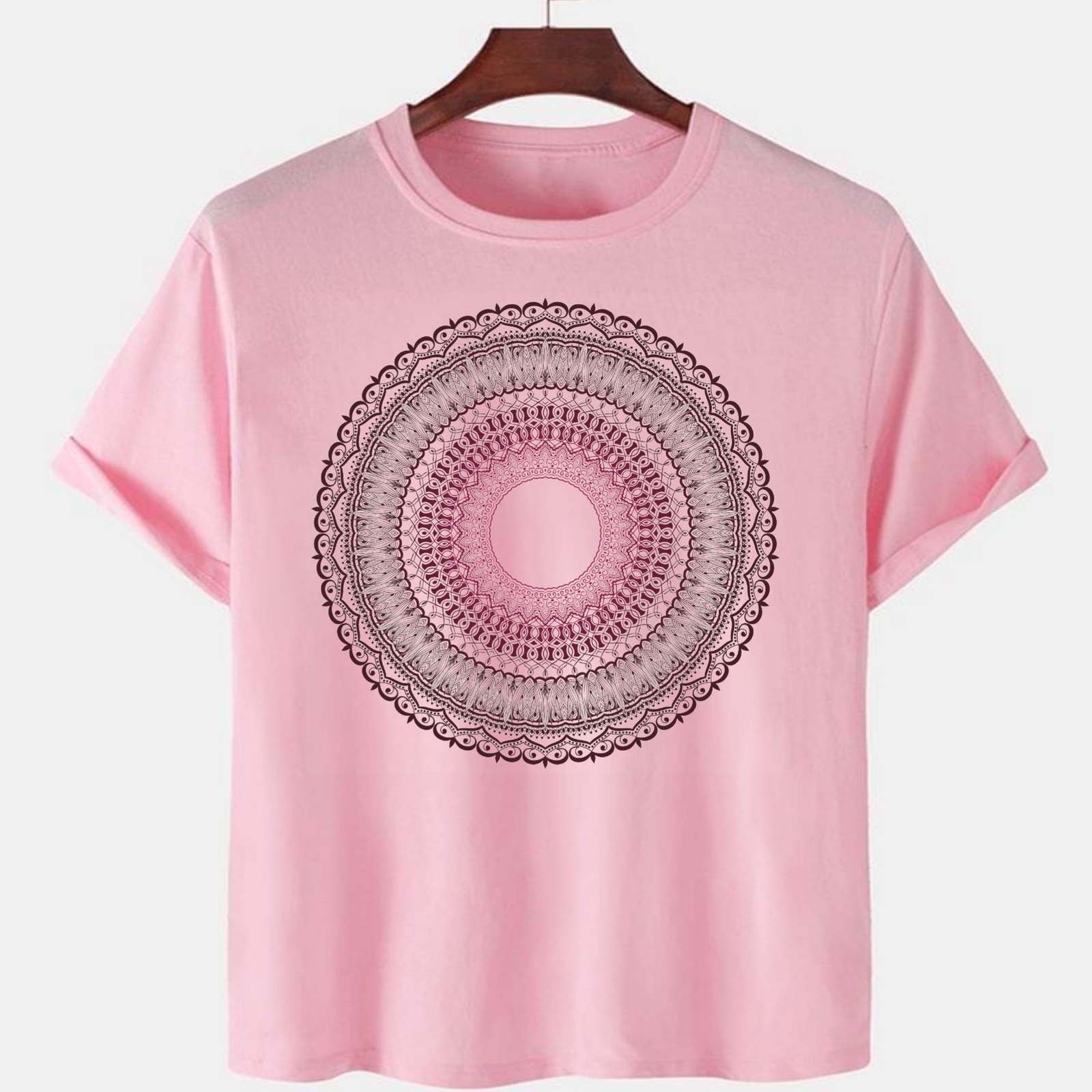 PNK-CTN-F-003.png Pink Unisex Cotton Premium Quality Designer Printed T-Shirt - Image 1