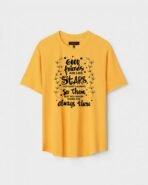 Yellow Unisex Polyster Regular Fit Printed Round Neck T-Shirt