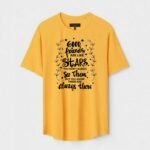 Yellow Unisex DOT KNIT Regular Fit Printed Round Neck T-Shirt