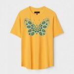 Yellow Unisex DOT KNIT Regular Fit Printed Round Neck T-Shirt