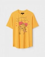 Yellow Unisex Cotton Regular Fit Printed Round Neck T-Shirt