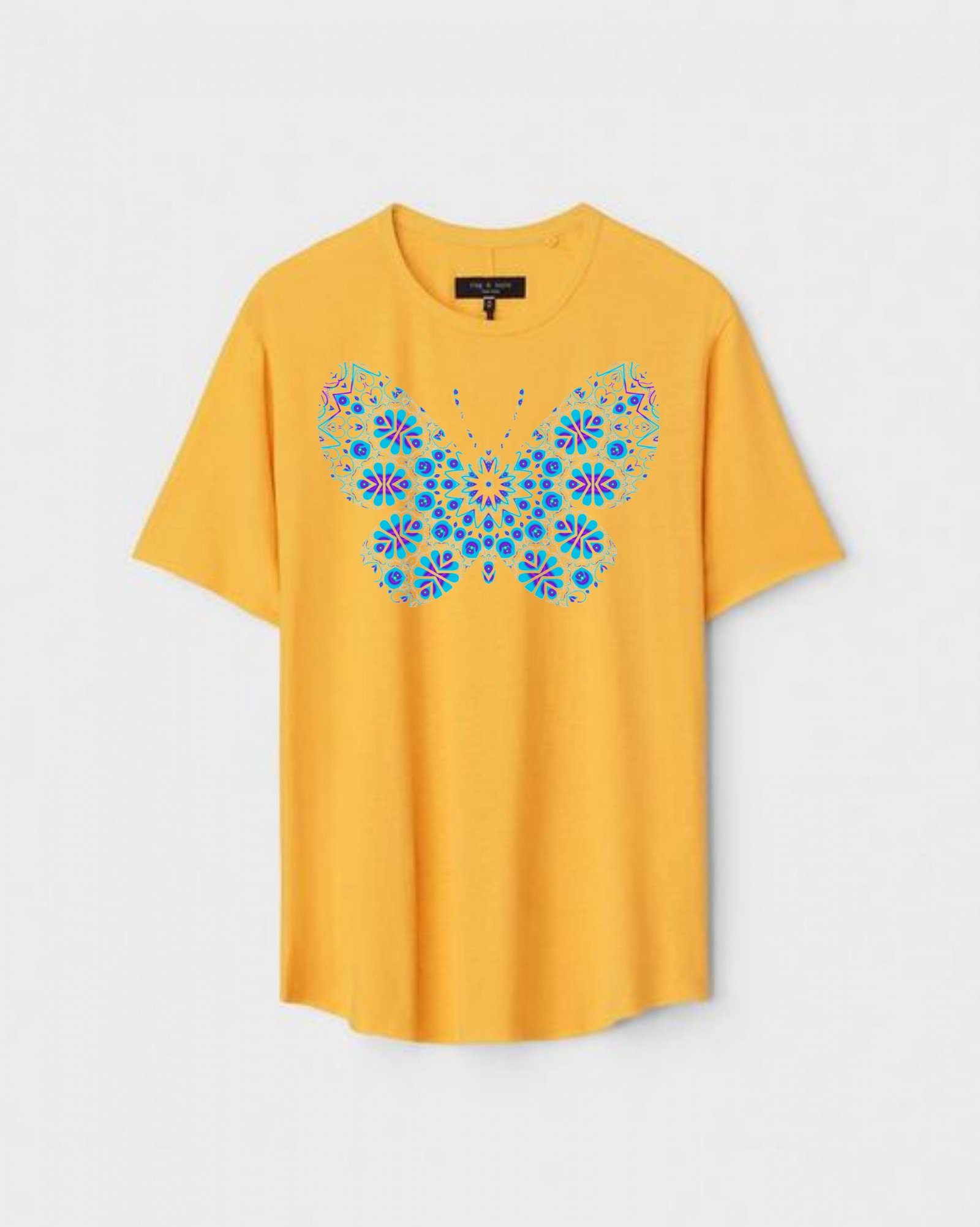 YLW-CTN-C-004-scaled-1.jpg Yellow Unisex Cotton Regular Fit Printed Round Neck T-Shirt - Image 1