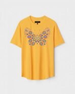 Yellow Unisex Cotton Regular Fit Printed Round Neck T-Shirt