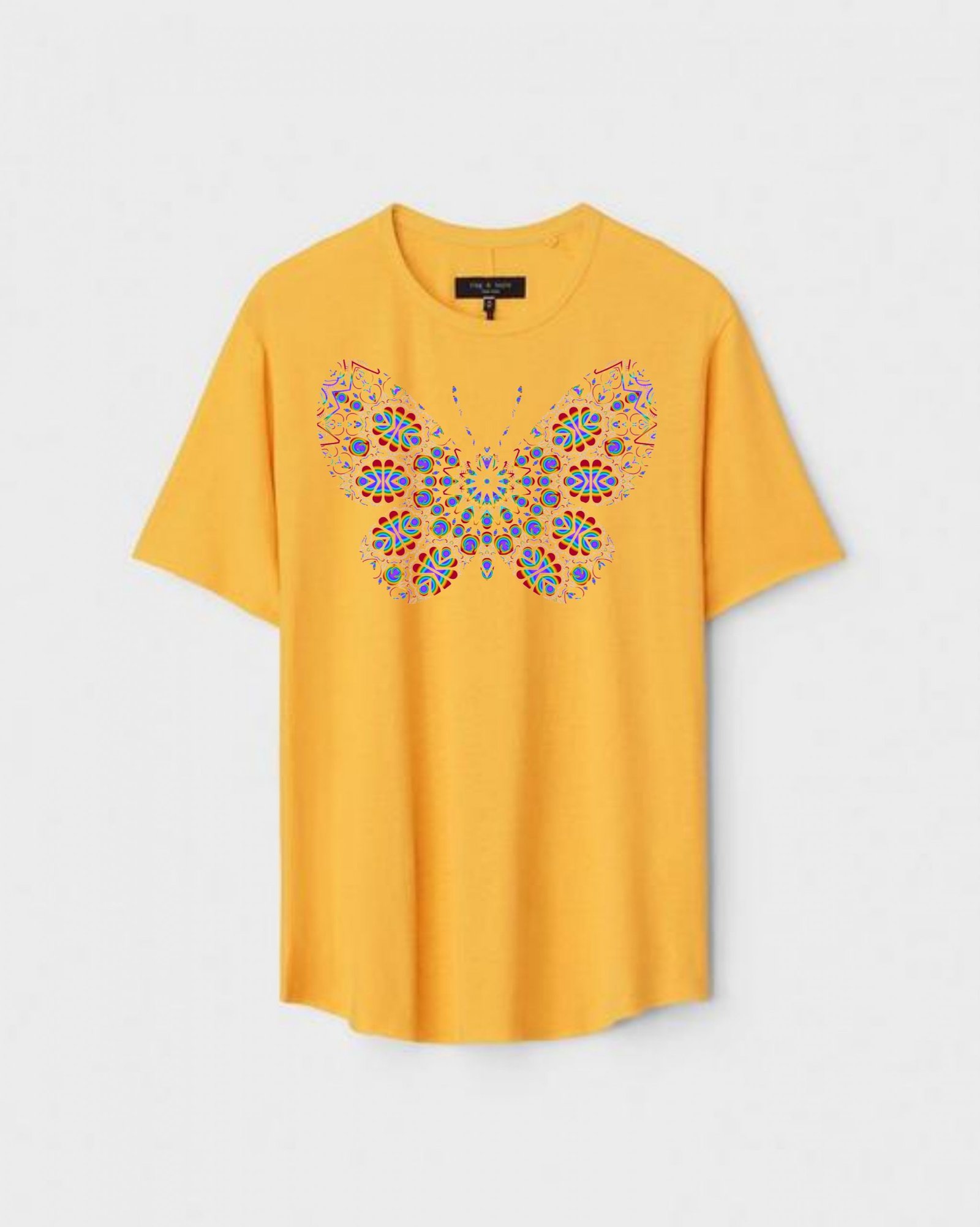 YLW-CTN-C-005-scaled-1.jpg Yellow Unisex Cotton Regular Fit Printed Round Neck T-Shirt - Image 1