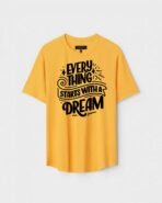 Yellow Unisex Polyster Regular Fit Printed Round Neck T-Shirt