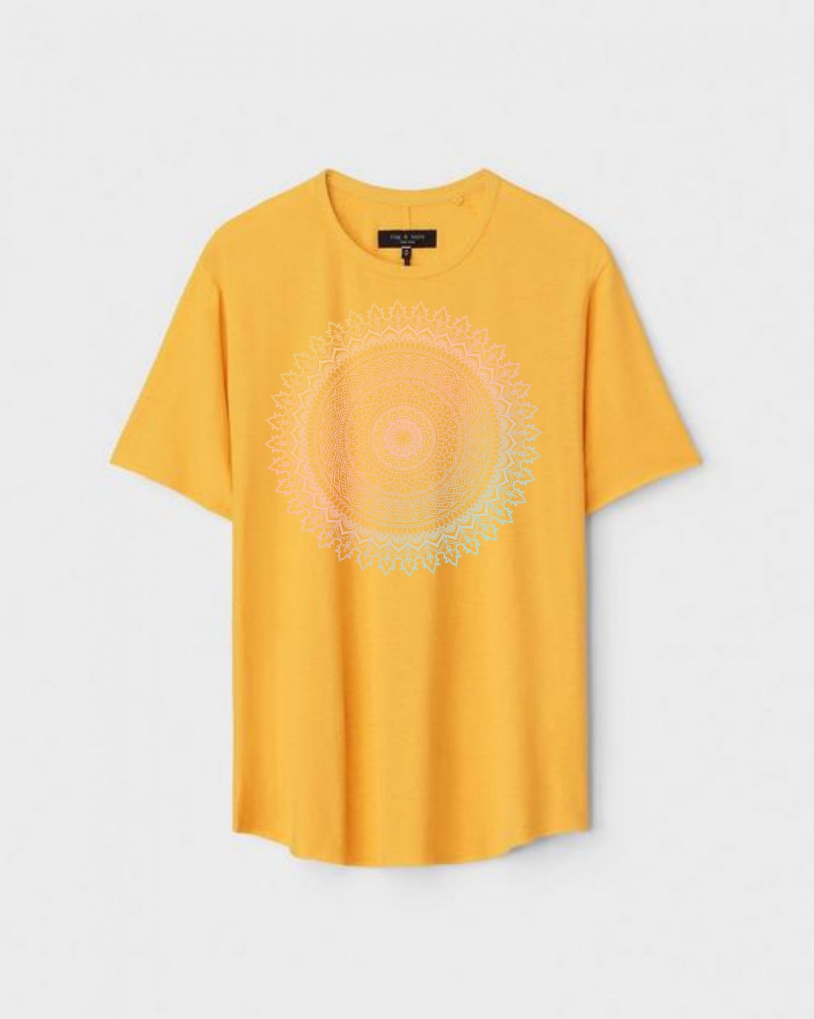 YLW-CTN-F-001-scaled-1.jpg Yellow Unisex Polyster Regular Fit Printed Round Neck T-Shirt - Image 1