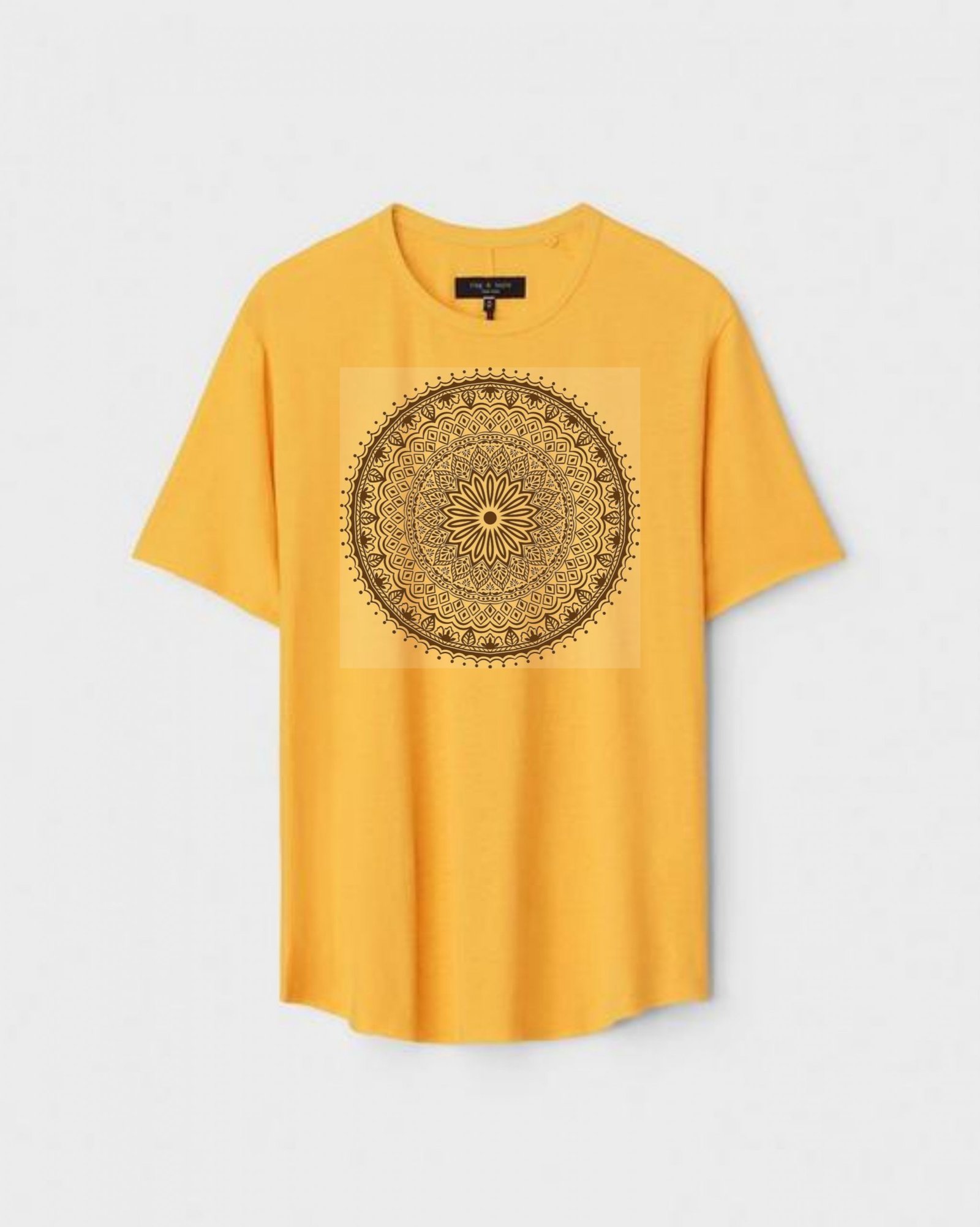 YLW-CTN-F-002-scaled-1.jpg Yellow Unisex Cotton Regular Fit Printed Round Neck T-Shirt - Image 1