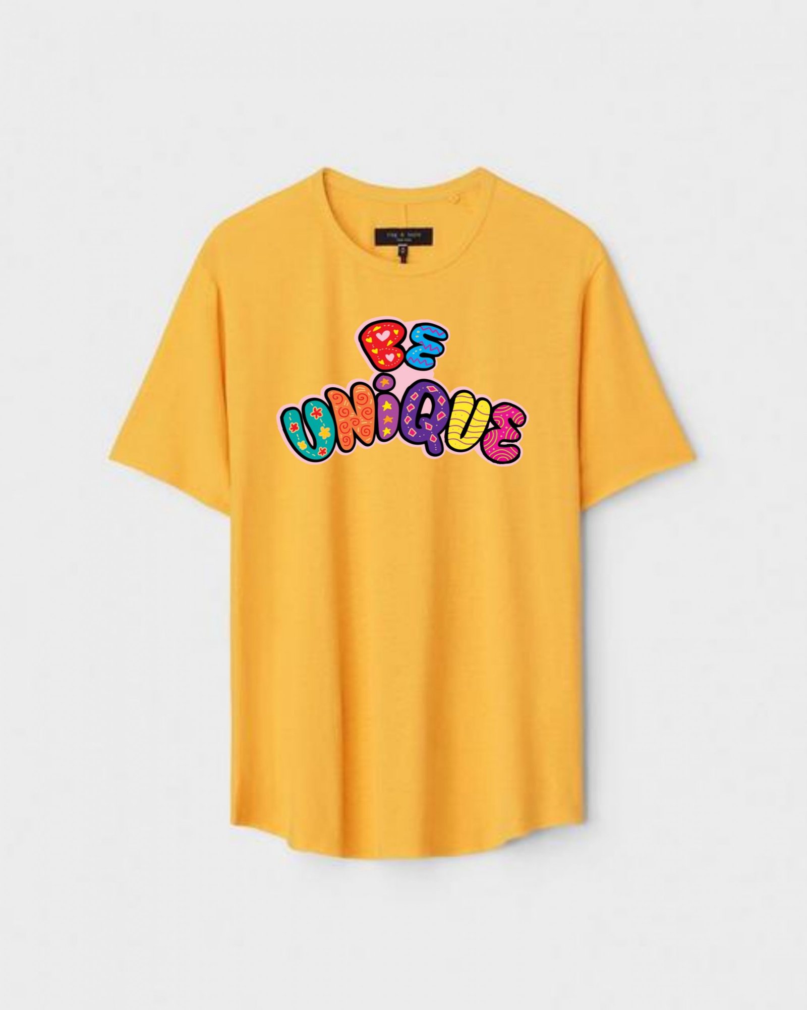 YLW-CTN-F-008-scaled-1.jpg Yellow Unisex DOT KNIT Regular Fit Printed Round Neck T-Shirt - Image 1