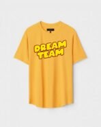 Yellow Unisex DOT KNIT Regular Fit Printed Round Neck T-Shirt