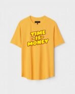 Yellow Unisex DOT KNIT Regular Fit Printed Round Neck T-Shirt
