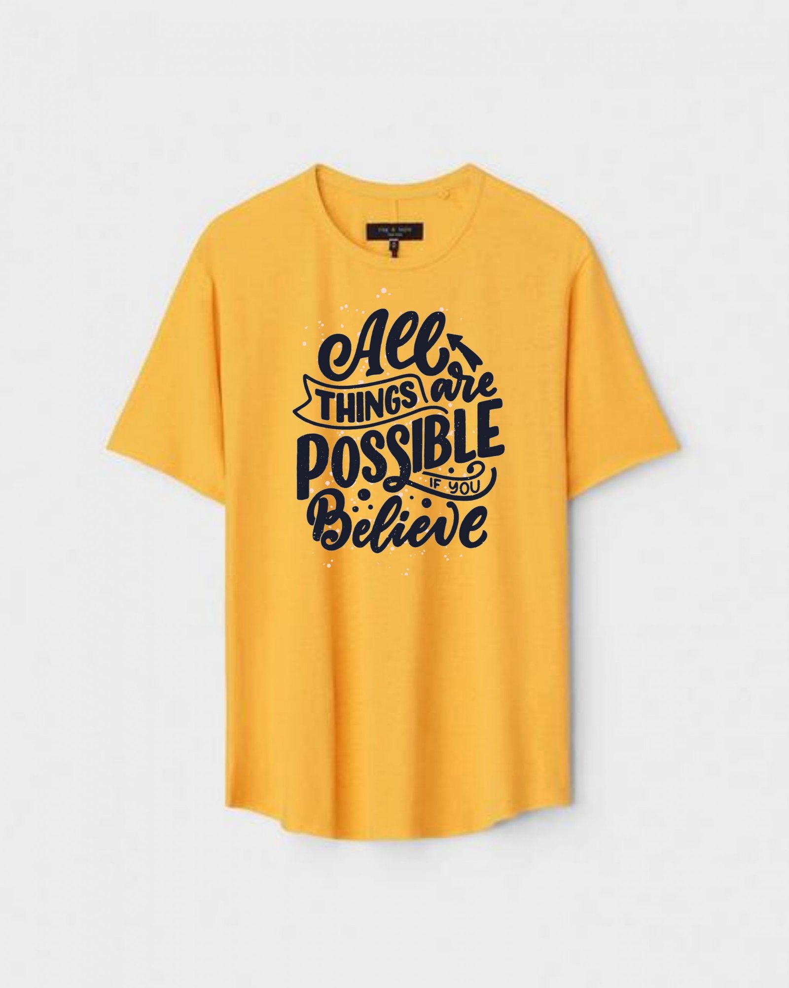 YLW-CTN-H-008-scaled-1.jpg Yellow Unisex Cotton Regular Fit Printed Round Neck T-Shirt - Image 1