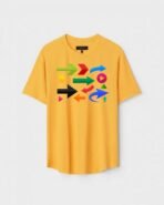 Yellow Unisex Cotton Regular Fit Printed Round Neck T-Shirt