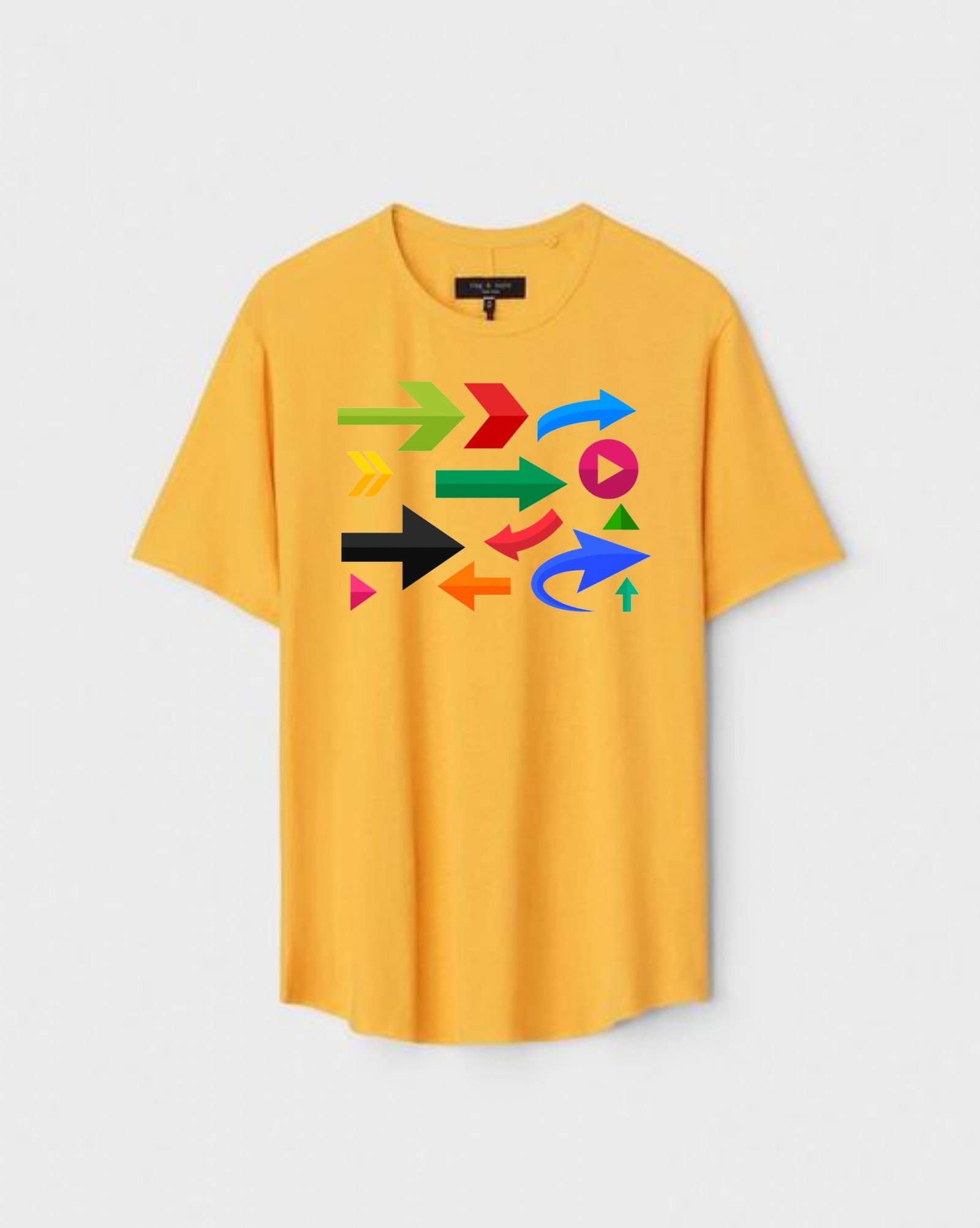 YLW-CTN-I-002-scaled-1.jpg Yellow Unisex Cotton Regular Fit Printed Round Neck T-Shirt - Image 1
