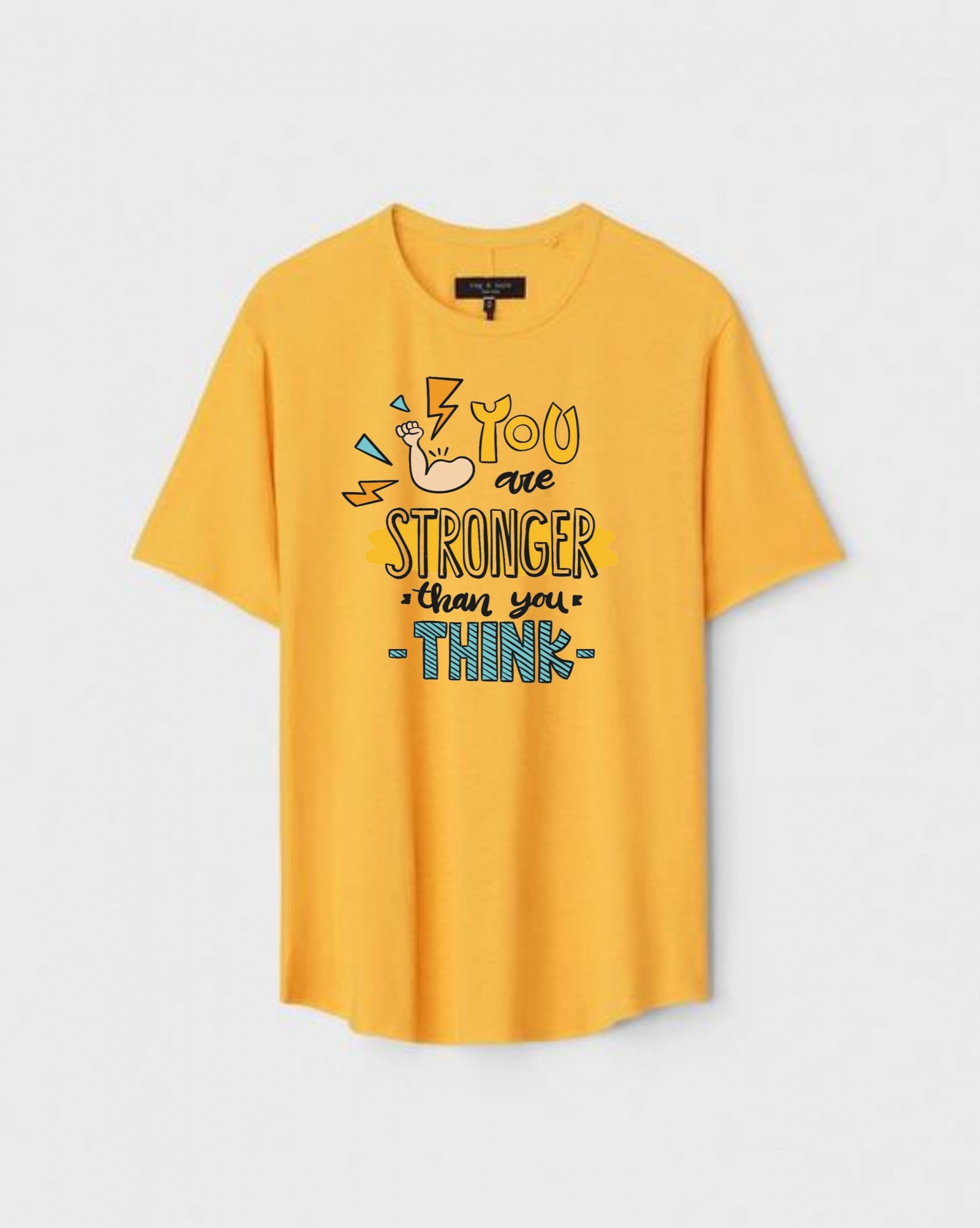 YLW-CTN-I-006-scaled-1.jpg Yellow Unisex Cotton Regular Fit Printed Round Neck T-Shirt - Image 1