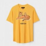 Yellow Unisex DOT KNIT Regular Fit Printed Round Neck T-Shirt