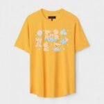 Yellow Unisex DOT KNIT Regular Fit Printed Round Neck T-Shirt