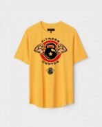 Yellow Unisex DOT KNIT Regular Fit Printed Round Neck T-Shirt