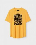 Yellow Unisex DOT KNIT Regular Fit Printed Round Neck T-Shirt