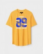 Yellow Unisex DOT KNIT Regular Fit Printed Round Neck T-Shirt