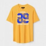 Yellow Unisex DOT KNIT Regular Fit Printed Round Neck T-Shirt
