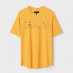 Yellow Unisex DOT KNIT Regular Fit Printed Round Neck T-Shirt
