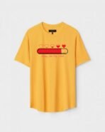 Yellow Unisex DOT KNIT Regular Fit Printed Round Neck T-Shirt