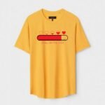 Yellow Unisex DOT KNIT Regular Fit Printed Round Neck T-Shirt