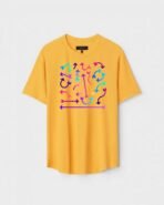 Yellow Unisex Cotton Regular Fit Printed Round Neck T-Shirt