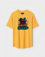 Yellow Unisex Cotton Regular Fit Printed Round Neck T-Shirt
