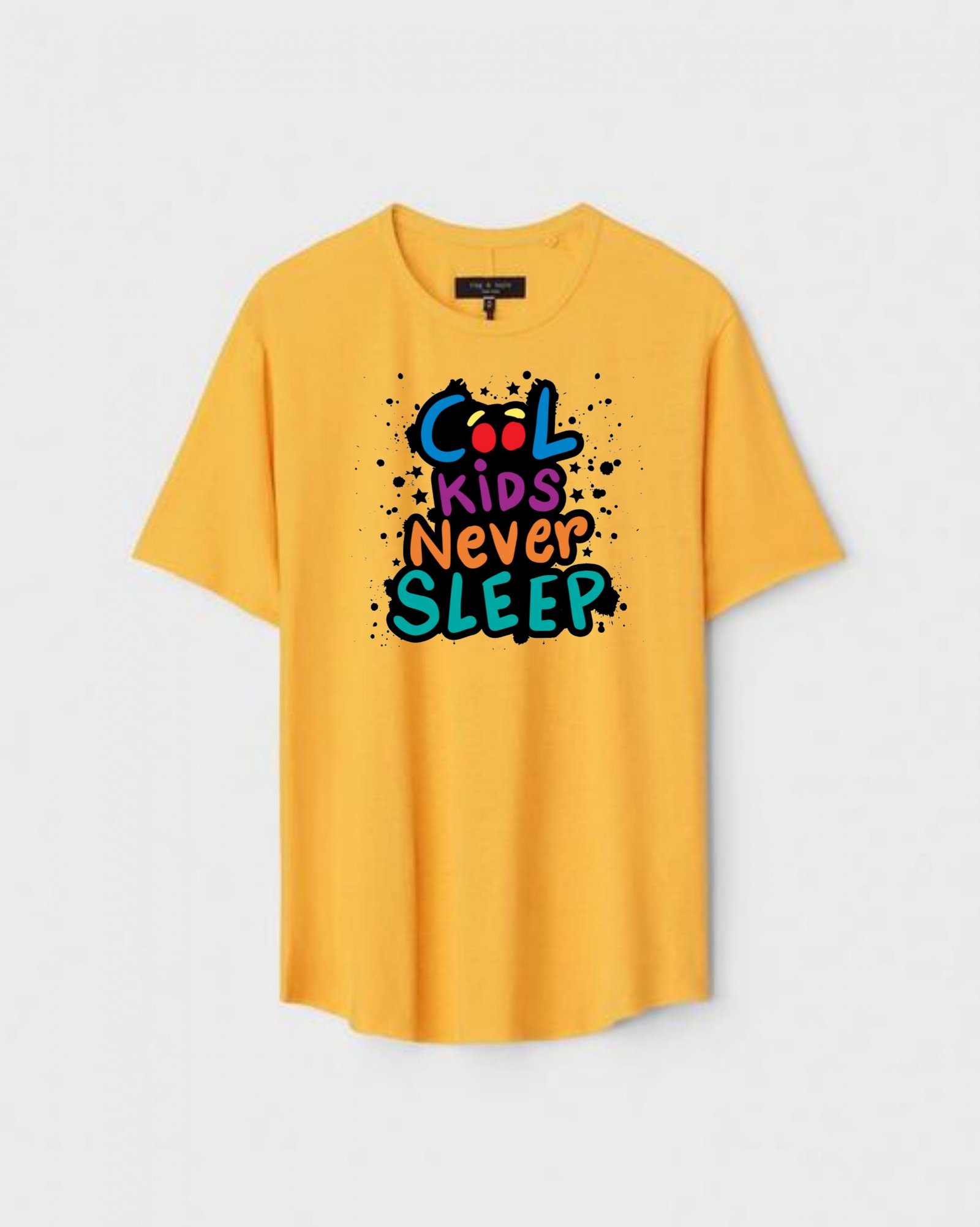 YLW-CTN-M-003-scaled-1.jpg Yellow Unisex Cotton Regular Fit Printed Round Neck T-Shirt - Image 1