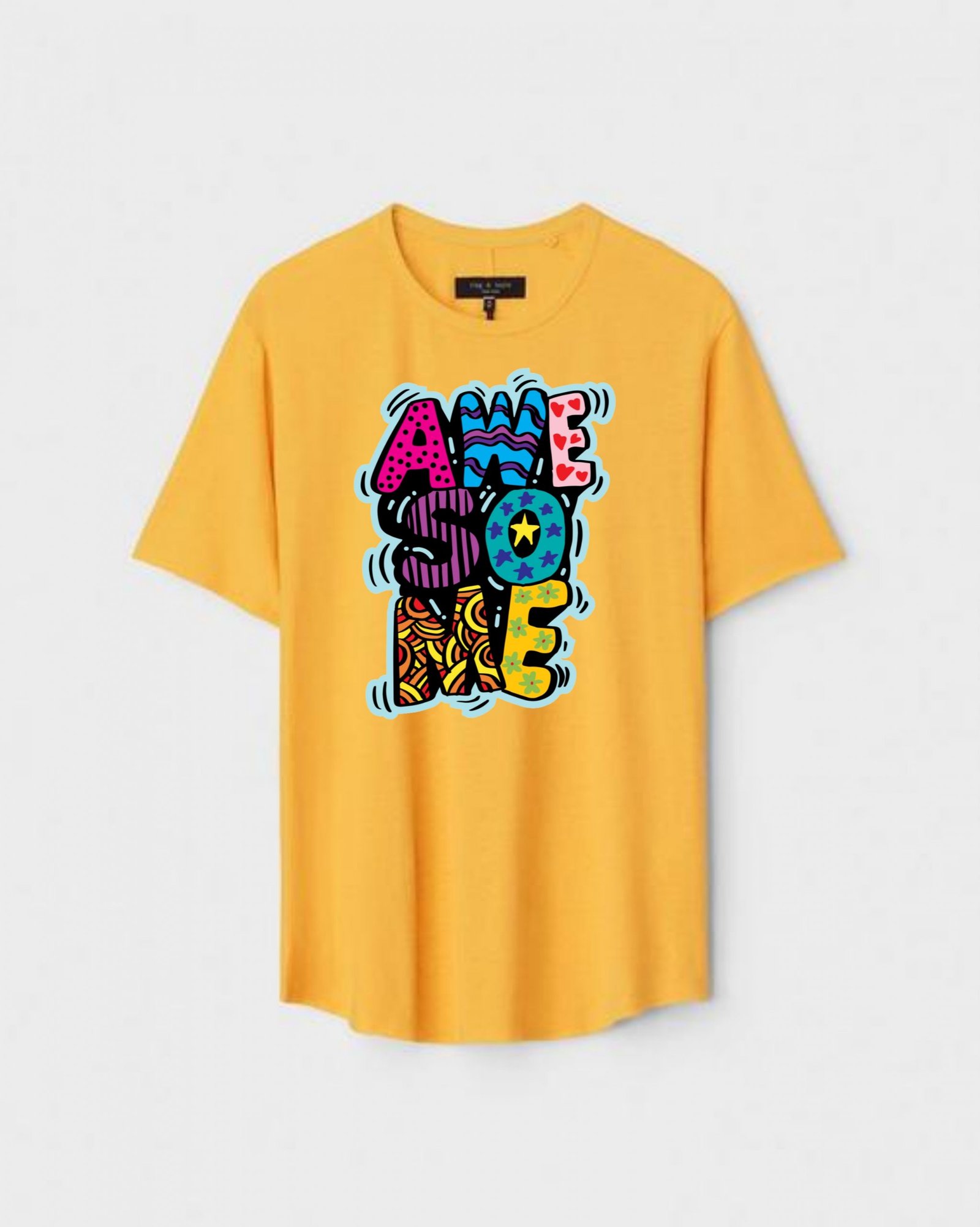 YLW-CTN-M-004-scaled-1.jpg Yellow Unisex DOT KNIT Regular Fit Printed Round Neck T-Shirt - Image 1