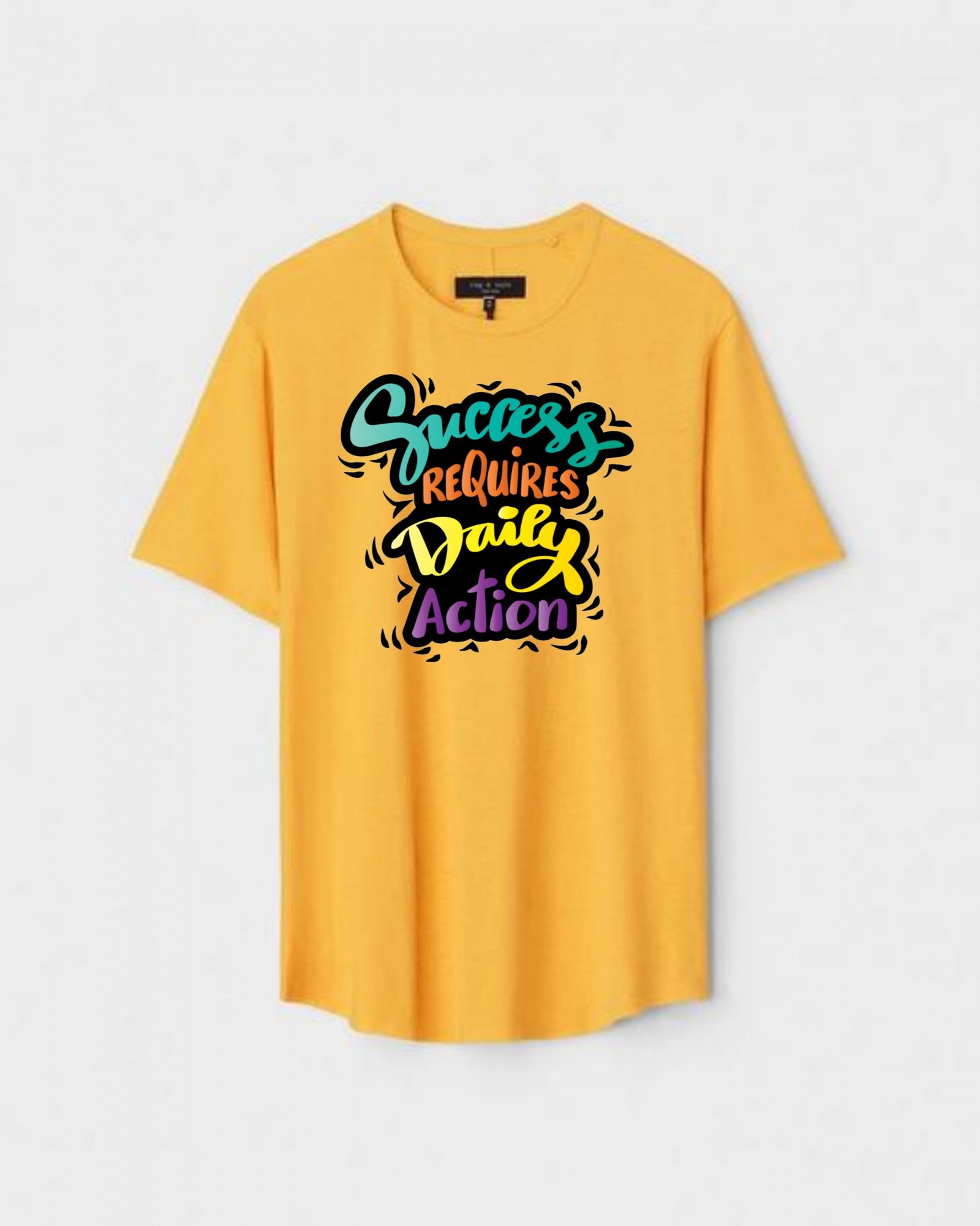 YLW-CTN-M-005-scaled-1.jpg Yellow Unisex Polyster Regular Fit Printed Round Neck T-Shirt - Image 1