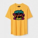 Yellow Unisex Cotton Regular Fit Printed Round Neck T-Shirt