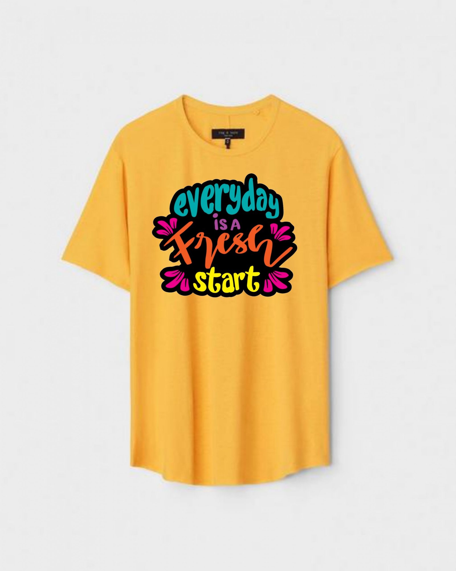 YLW-CTN-M-008-scaled-1.jpg Yellow Unisex Polyster Regular Fit Printed Round Neck T-Shirt - Image 1