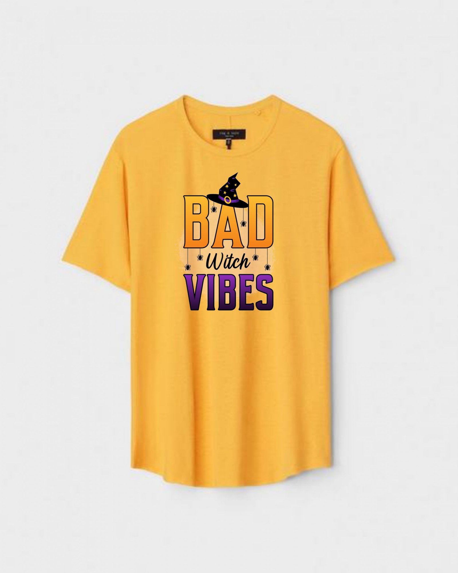YLW-CTN-N-003-scaled-1.jpg Yellow Unisex Cotton Regular Fit Printed Round Neck T-Shirt - Image 1