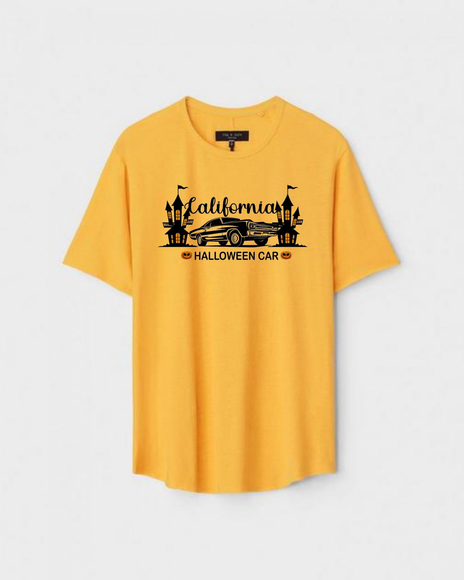 YLW-CTN-N-007-scaled-1.jpg Yellow Unisex Cotton Regular Fit Printed Round Neck T-Shirt - Image 1