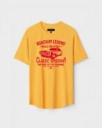 Yellow Unisex DOT KNIT Regular Fit Printed Round Neck T-Shirt