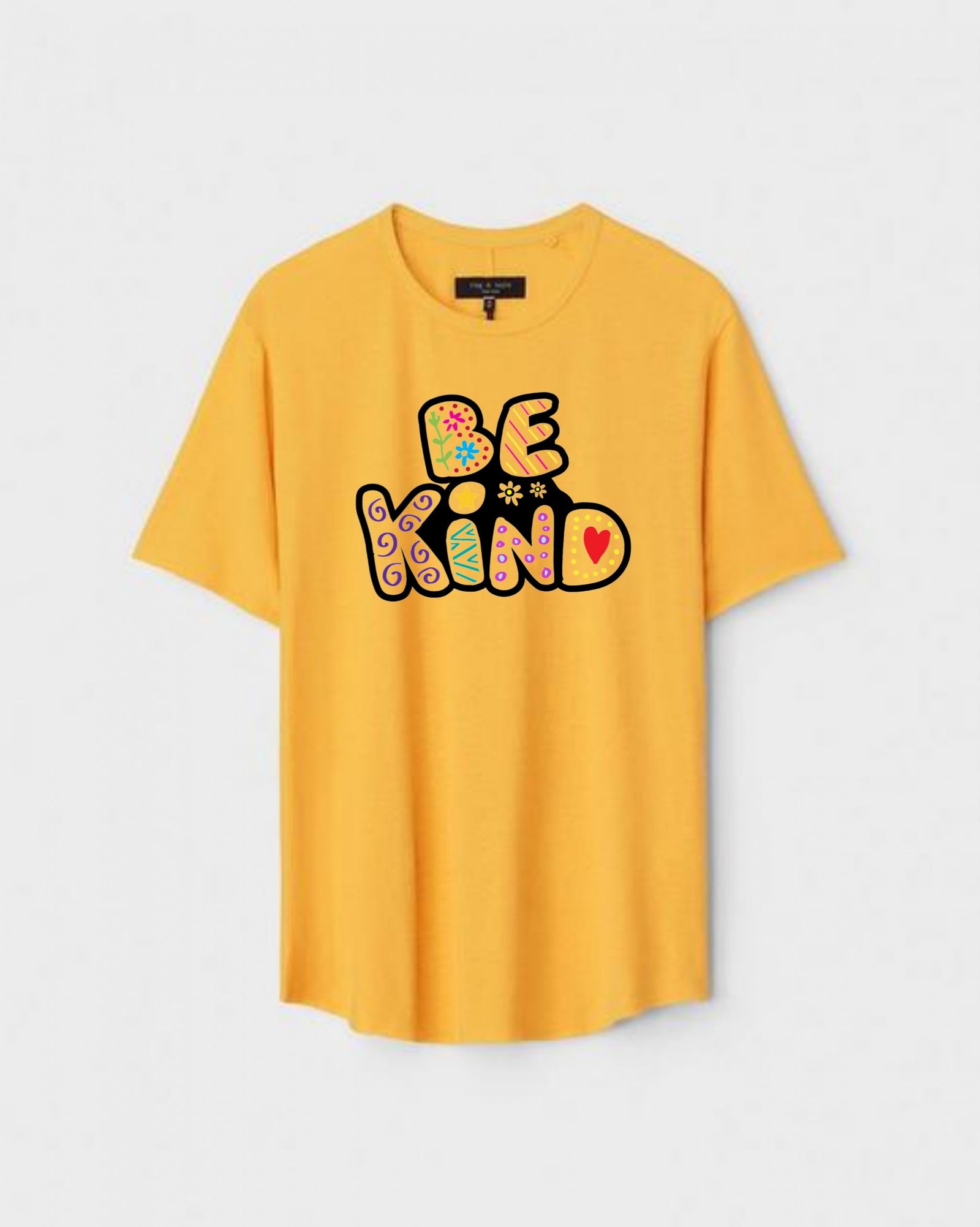 YLW-CTN-O-001-scaled-1.jpg Yellow Unisex Cotton Regular Fit Printed Round Neck T-Shirt - Image 1